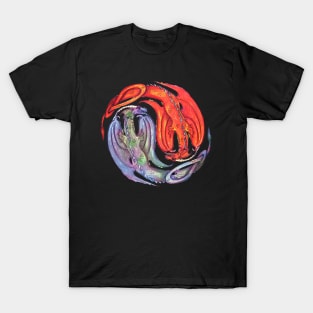 Dragon Reptile Monster Beast Yin Yang Blue Red Animals Beasts Monsters Dragons T-Shirt